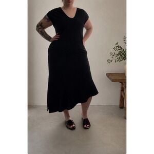 Zero Maria Cornejo Dress Black Asymmetrical Linen Minimalist Capsule Lagenlook
